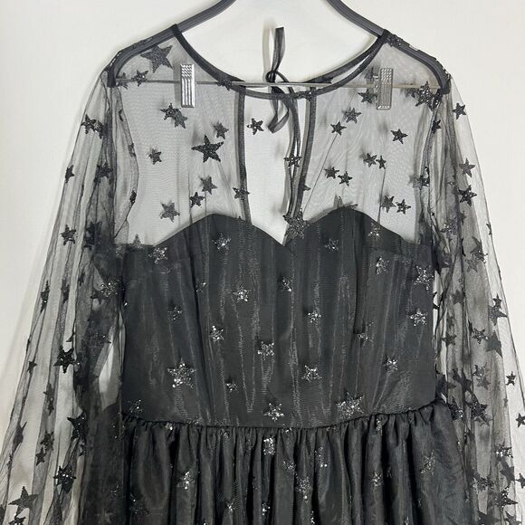 Lirika Matoshi Sz XL Teuta Tulle Dress Star Embellished in Black - Picture 14 of 16